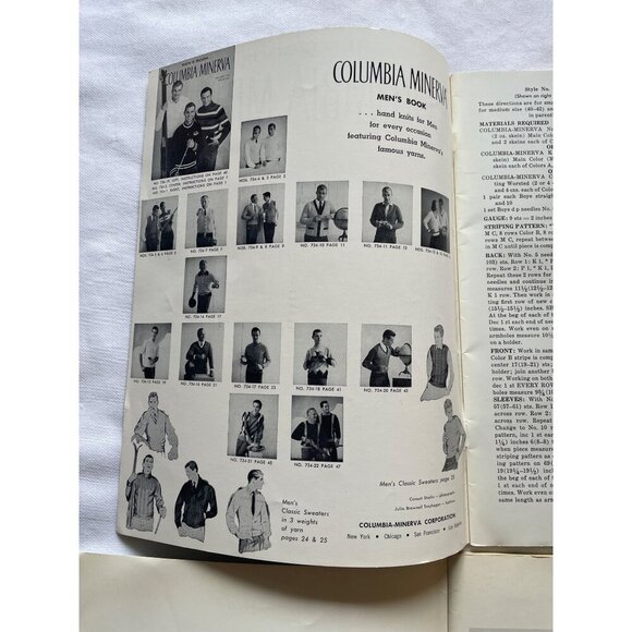 Vintage Columbia Minerva Mens Knitting Pattern Books Vol 124 & 798 For Classic S - Picture 3 of 14